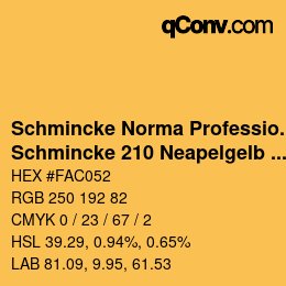 颜色代码: Schmincke Norma Professional - Schmincke 210 Neapelgelb dunkel | qconv.com