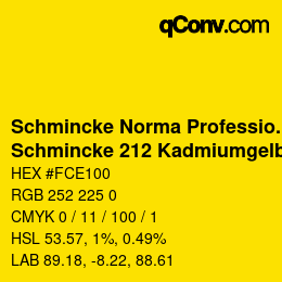 颜色代码: Schmincke Norma Professional - Schmincke 212 Kadmiumgelb zitron | qconv.com