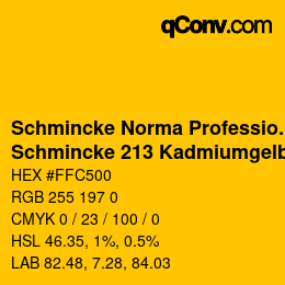颜色代码: Schmincke Norma Professional - Schmincke 213 Kadmiumgelb hell | qconv.com
