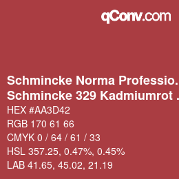 Farbcode: Schmincke Norma Professional - Schmincke 329 Kadmiumrot dunkel | qconv.com