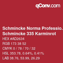 颜色代码: Schmincke Norma Professional - Schmincke 335 Karminrot | qconv.com