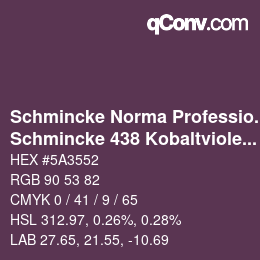 Code couleur: Schmincke Norma Professional - Schmincke 438 Kobaltviolett | qconv.com