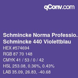 颜色代码: Schmincke Norma Professional - Schmincke 440 Violettblau | qconv.com