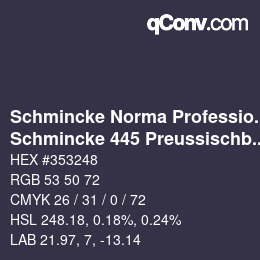 Code couleur: Schmincke Norma Professional - Schmincke 445 Preussischblau | qconv.com