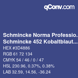 カラーコード: Schmincke Norma Professional - Schmincke 452 Kobaltblauton | qconv.com