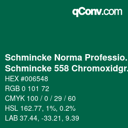 Code couleur: Schmincke Norma Professional - Schmincke 558 Chromoxidgruenton feurig | qconv.com