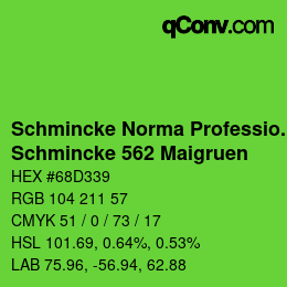 Code couleur: Schmincke Norma Professional - Schmincke 562 Maigruen | qconv.com