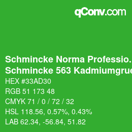 颜色代码: Schmincke Norma Professional - Schmincke 563 Kadmiumgruenton | qconv.com