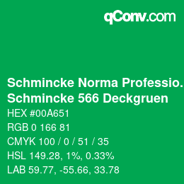 Code couleur: Schmincke Norma Professional - Schmincke 566 Deckgruen | qconv.com