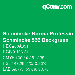 颜色代码: Schmincke Norma Professional - Schmincke 566 Deckgruen | qconv.com