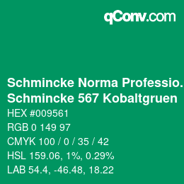 颜色代码: Schmincke Norma Professional - Schmincke 567 Kobaltgruen | qconv.com