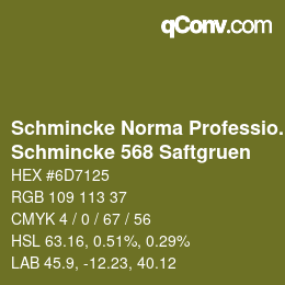 颜色代码: Schmincke Norma Professional - Schmincke 568 Saftgruen | qconv.com