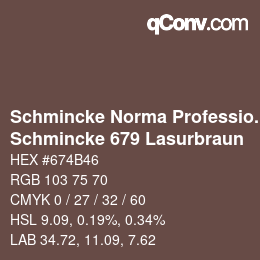 Code couleur: Schmincke Norma Professional - Schmincke 679 Lasurbraun | qconv.com