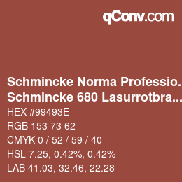 カラーコード: Schmincke Norma Professional - Schmincke 680 Lasurrotbraun | qconv.com