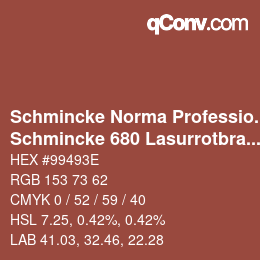 颜色代码: Schmincke Norma Professional - Schmincke 680 Lasurrotbraun | qconv.com