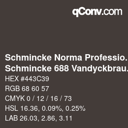 颜色代码: Schmincke Norma Professional - Schmincke 688 Vandyckbraun | qconv.com
