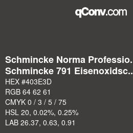 颜色代码: Schmincke Norma Professional - Schmincke 791 Eisenoxidschwarz | qconv.com
