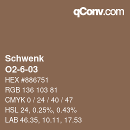 Code couleur: Schwenk - O2-6-03 | qconv.com