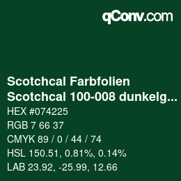 Farbcode: Scotchcal Farbfolien - Scotchcal 100-008 dunkelgruen | qconv.com