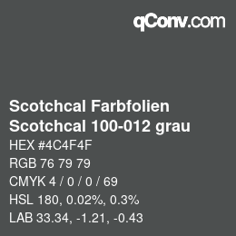 Código de color: Scotchcal Farbfolien - Scotchcal 100-012 grau | qconv.com