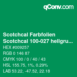 Código de color: Scotchcal Farbfolien - Scotchcal 100-027 hellgruen | qconv.com