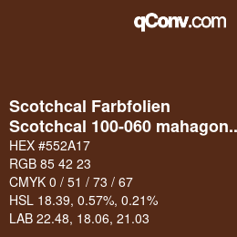 Código de color: Scotchcal Farbfolien - Scotchcal 100-060 mahagonibraun | qconv.com