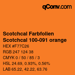 Farbcode: Scotchcal Farbfolien - Scotchcal 100-091 orange | qconv.com