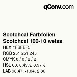 Farbcode: Scotchcal Farbfolien - Scotchcal 100-10 weiss | qconv.com