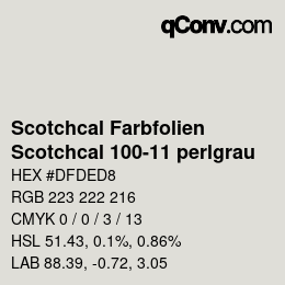 Code couleur: Scotchcal Farbfolien - Scotchcal 100-11 perlgrau | qconv.com