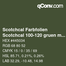 Farbcode: Scotchcal Farbfolien - Scotchcal 100-120 gruen metallic | qconv.com