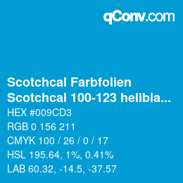 Farbcode: Scotchcal Farbfolien - Scotchcal 100-123 hellblau | qconv.com