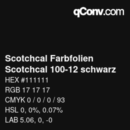 Code couleur: Scotchcal Farbfolien - Scotchcal 100-12 schwarz | qconv.com