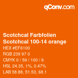 Farbcode: Scotchcal Farbfolien - Scotchcal 100-14 orange | qconv.com