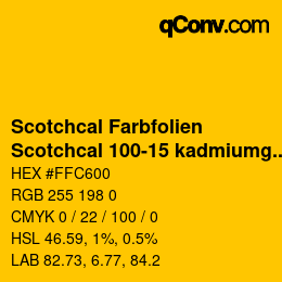 Código de color: Scotchcal Farbfolien - Scotchcal 100-15 kadmiumgelb | qconv.com