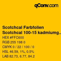 カラーコード: Scotchcal Farbfolien - Scotchcal 100-15 kadmiumgelb | qconv.com