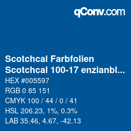 Código de color: Scotchcal Farbfolien - Scotchcal 100-17 enzianblau | qconv.com