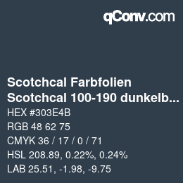 Farbcode: Scotchcal Farbfolien - Scotchcal 100-190 dunkelblau metallic | qconv.com