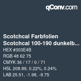 颜色代码: Scotchcal Farbfolien - Scotchcal 100-190 dunkelblau metallic | qconv.com