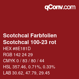 Farbcode: Scotchcal Farbfolien - Scotchcal 100-23 rot | qconv.com