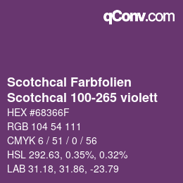 Código de color: Scotchcal Farbfolien - Scotchcal 100-265 violett | qconv.com