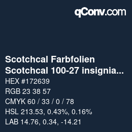 Código de color: Scotchcal Farbfolien - Scotchcal 100-27 insigniablau | qconv.com