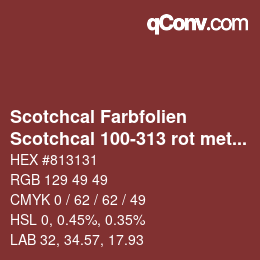 Farbcode: Scotchcal Farbfolien - Scotchcal 100-313 rot metallic | qconv.com