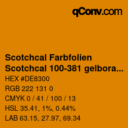 Código de color: Scotchcal Farbfolien - Scotchcal 100-381 gelborange | qconv.com