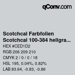 Código de color: Scotchcal Farbfolien - Scotchcal 100-384 hellgrau | qconv.com