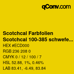 Code couleur: Scotchcal Farbfolien - Scotchcal 100-385 schwefelgelb | qconv.com