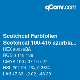 Farbcode: Scotchcal Farbfolien - Scotchcal 100-415 azurblau | qconv.com