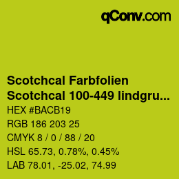 Código de color: Scotchcal Farbfolien - Scotchcal 100-449 lindgruen | qconv.com