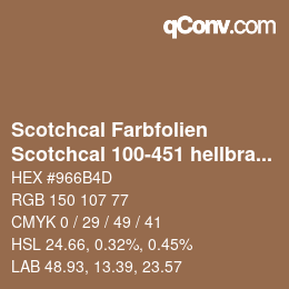 Farbcode: Scotchcal Farbfolien - Scotchcal 100-451 hellbraun | qconv.com