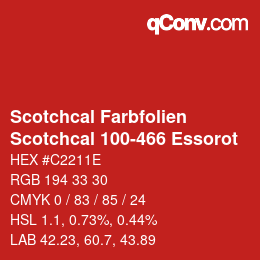 カラーコード: Scotchcal Farbfolien - Scotchcal 100-466 Essorot | qconv.com