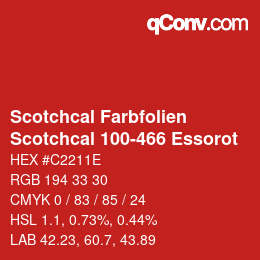 颜色代码: Scotchcal Farbfolien - Scotchcal 100-466 Essorot | qconv.com